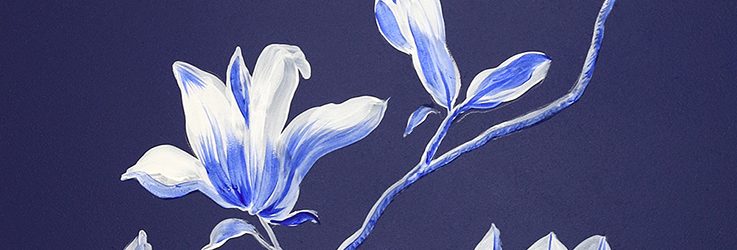 Decorative Finish: Blue & White Magnolias