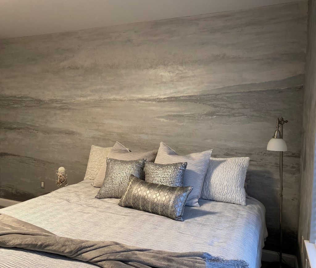 There are times when all a room needs is a view! Golden Paintworks Metallic Paint, molding paste, paint and plaster magically transformed this guest room.